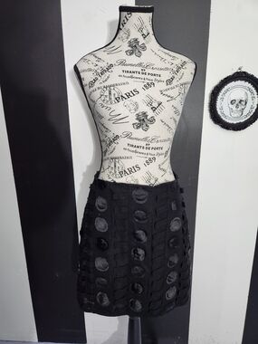 Save The Queen Black Circle-Accent Mini Skirt